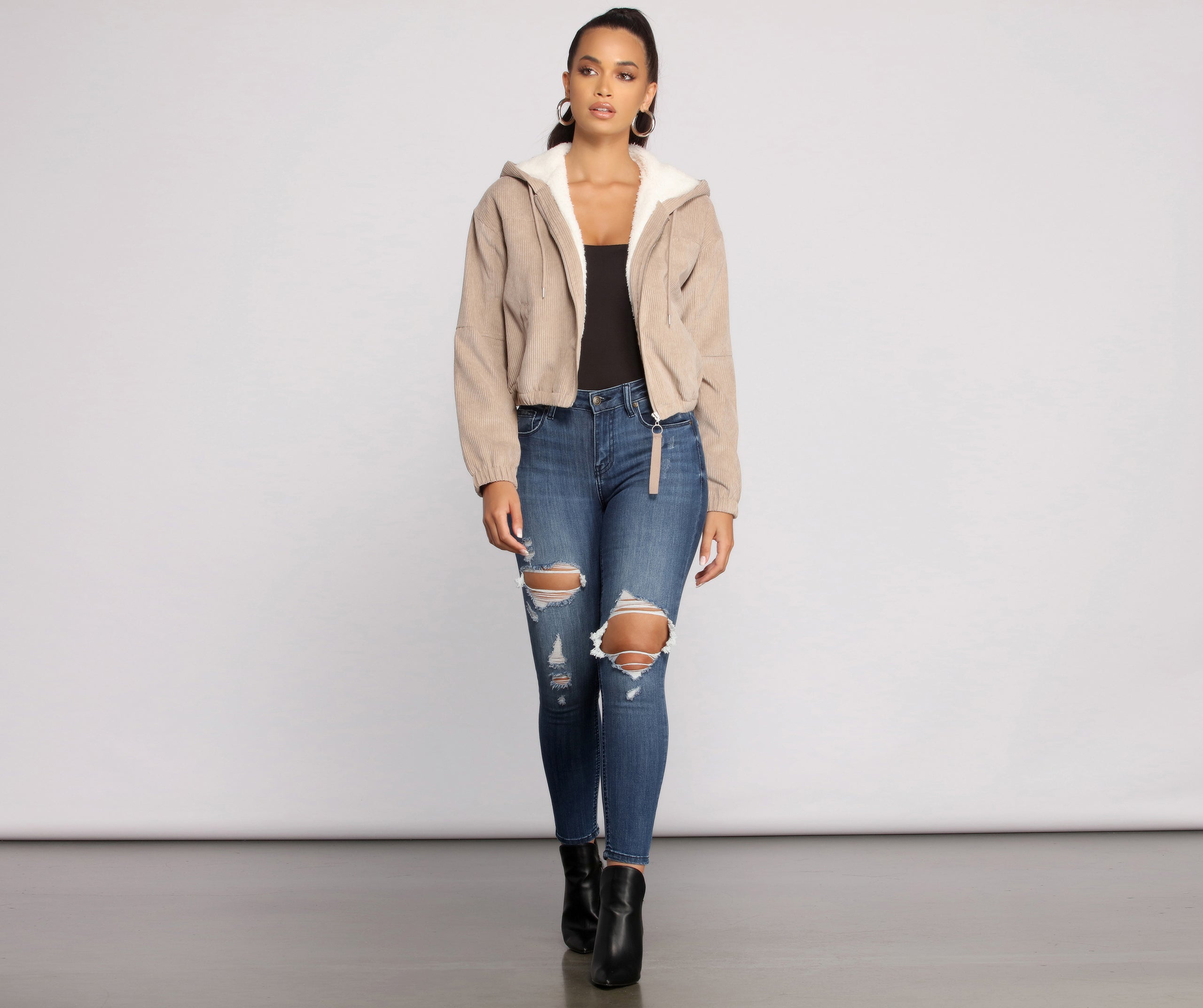 Corduroy Cutie Cropped Sherpa Jacket