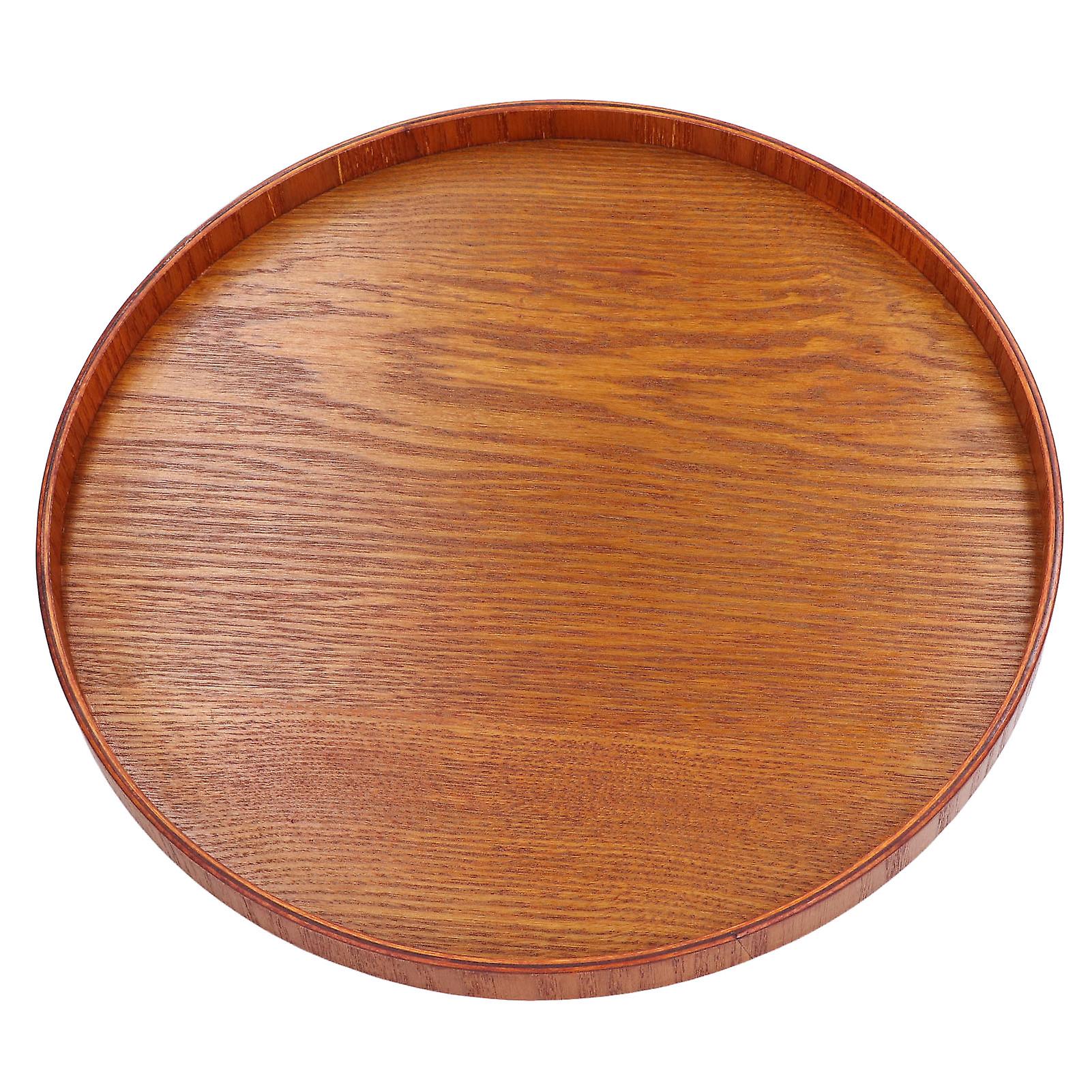 Wood Serving Tray Round Durable Simple Elegant Style Wide Application Glossy Surface Stable Structure Wooden Tray21cm