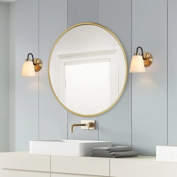 Barr Mid-Century Modern 1-Light Fabric Shade Bathroom Vanity Lights Dimmable - L 4.9