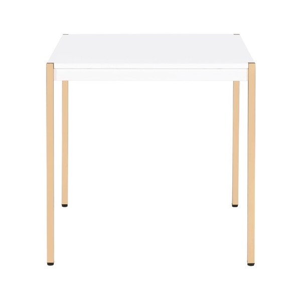 ACME Otrac Square End Table in White and Gold