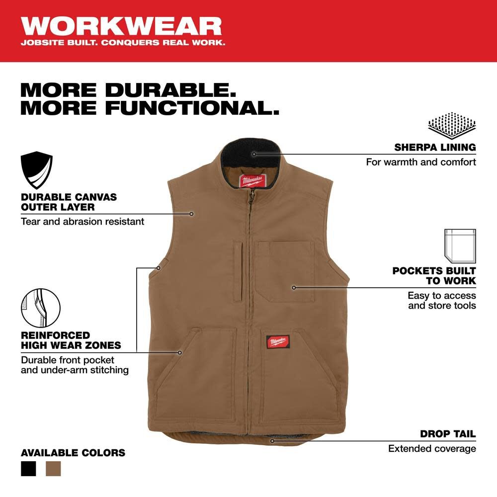 Milwaukee Heavy Duty Sherpa Lined Vest Brown 3X 801BR-3X from Milwaukee