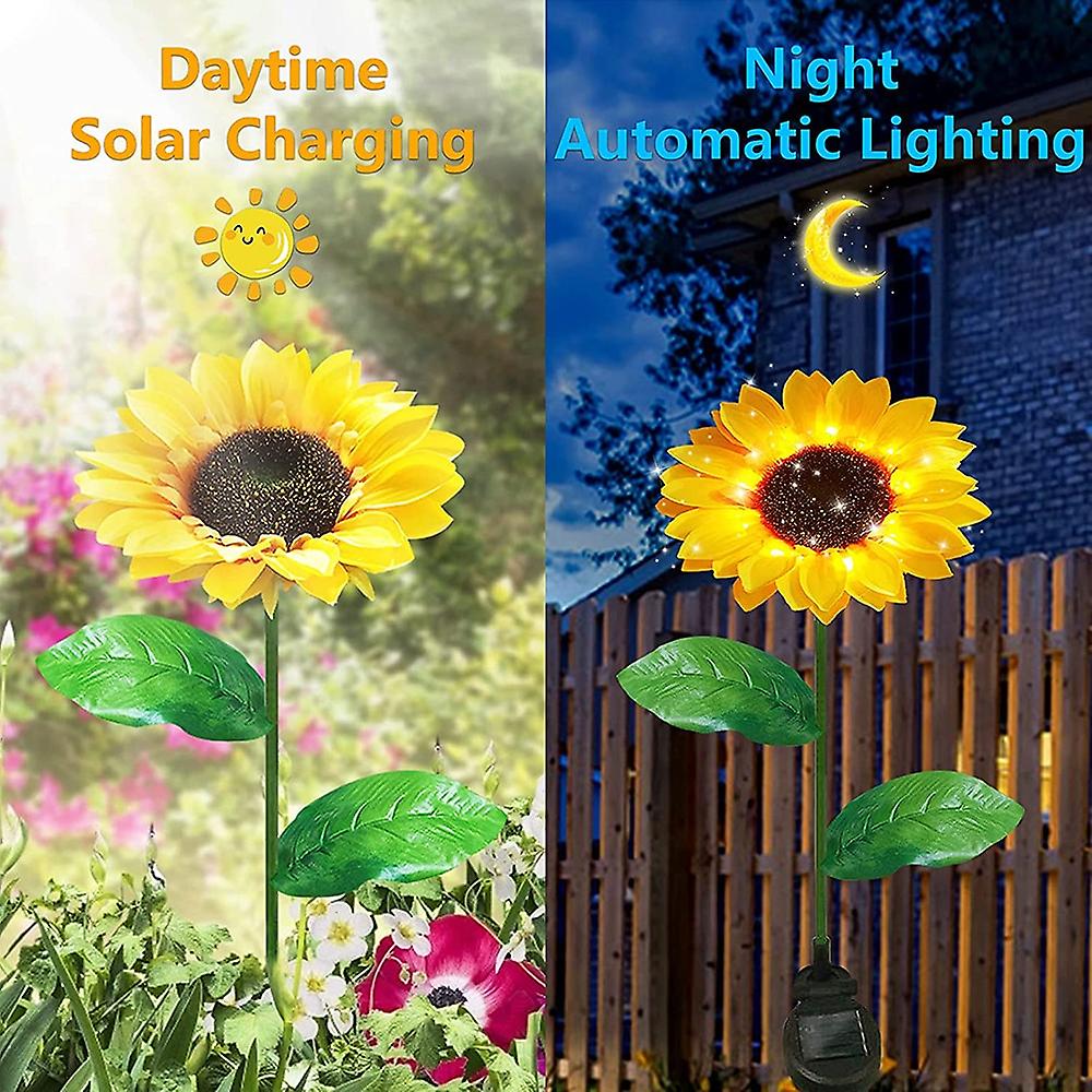 Led Solar Sunflower Outdoor Lawn Light Ip65 Waterproof Pathway Yard Wedding Holiday Garden Decoration Solar Flowers Lamp