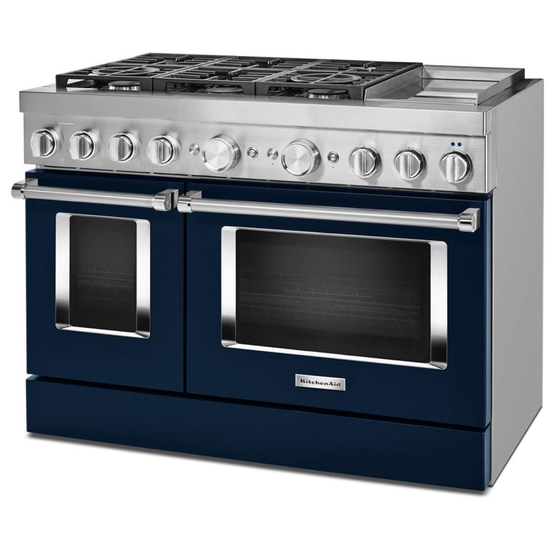 KitchenAid 48-inch Freestanding Dual Fuel Range with Even-Heat? True Convection KFDC558JIB