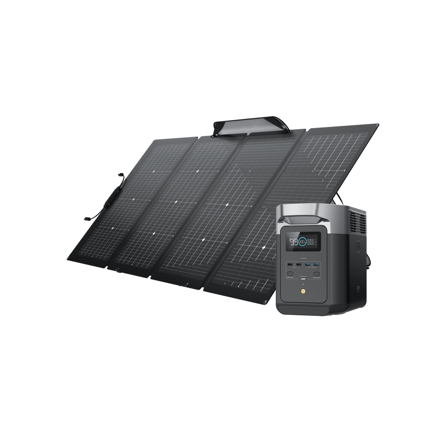 EcoFlow DELTA 2 + 160W Portable Solar Panel - Fast Charging, Solar Generator for Home Backup Power, Camping & RVs