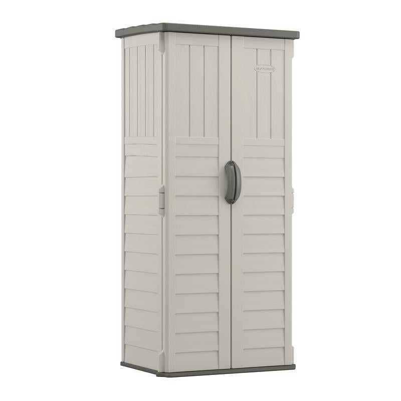 Suncast Plastic Vertical Storage Shed with Floor Kit Gray