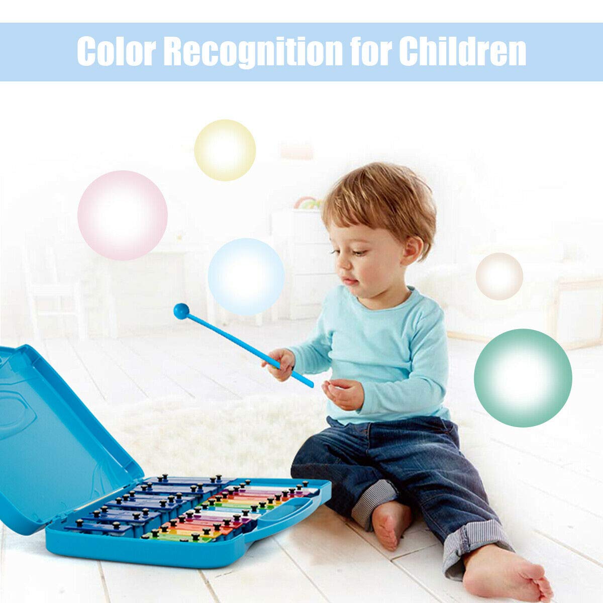 Costzon 25-Note Xylophone w/Case, 2 Child-Safe Mallets, Perfectly Tuned Instrument for Kids