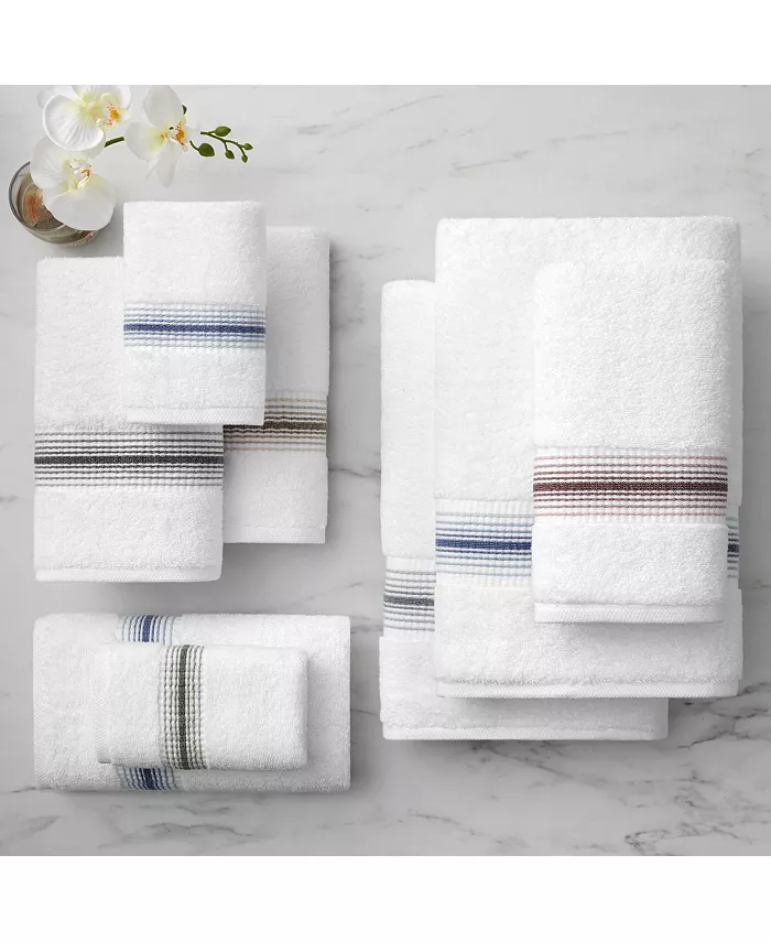 Aston and Arden White Turkish Luxury Striped Hand Towels for Bathroom 600 GSM 18x32 in. 4-Pack  Super Soft  Absorbent Hand Towels