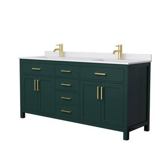 Wyndham Collection Beckett 72 in. W x 22 in. D x 35 in. H Double Sink Bathroom Vanity in Green with White Cultured Marble Top WCG242472DGDWCUNSMXX