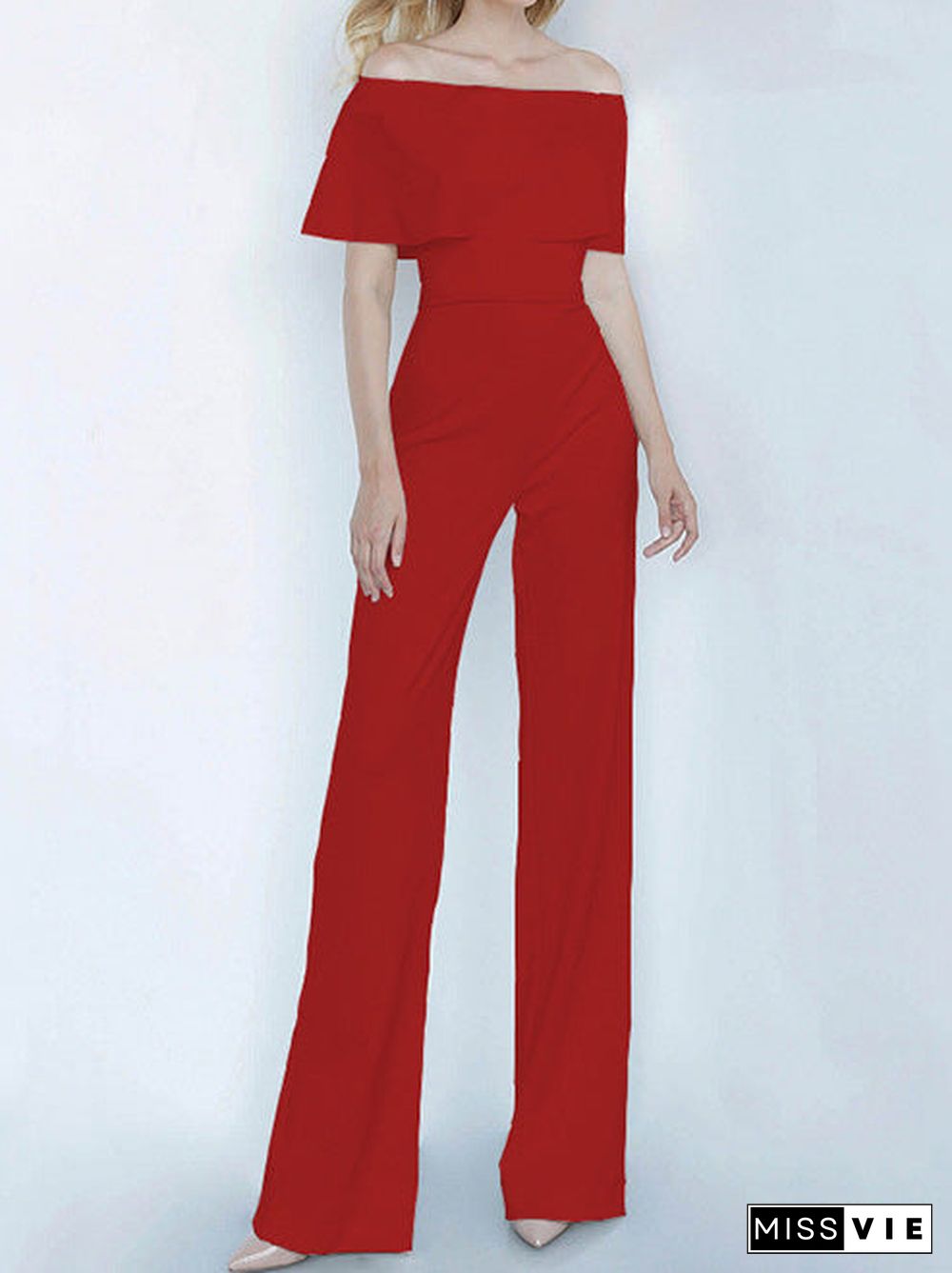 Women'S Jumpsuits One-Shoulder Ruffled Slim Fit Jumpsuit