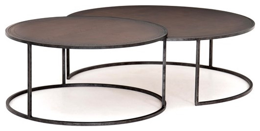 Casilda Coffee Table Light Rustic Black  Antique Copper Clad   Industrial   Coffee Table Sets   by Rustic Home Furniture Deco  Houzz