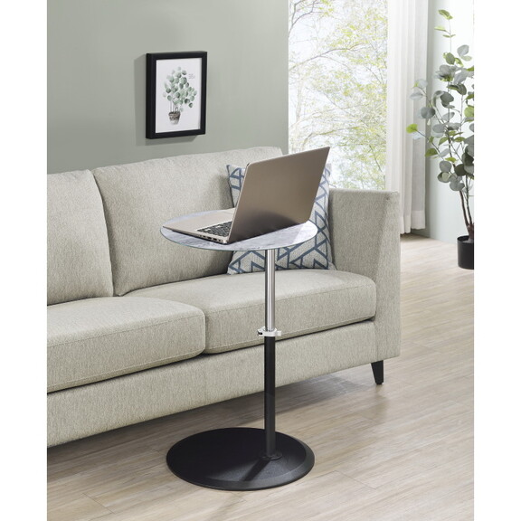 Orbit End Table with Height Adjustable Gray Marble...