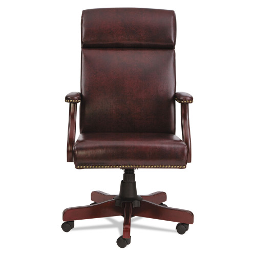 Alera Traditional Series High-Back Chair， Supports up to 275 lbs， Oxblood Burgundy Seat/Oxblood Burgundy Back， Mahogany Base (TD4136)