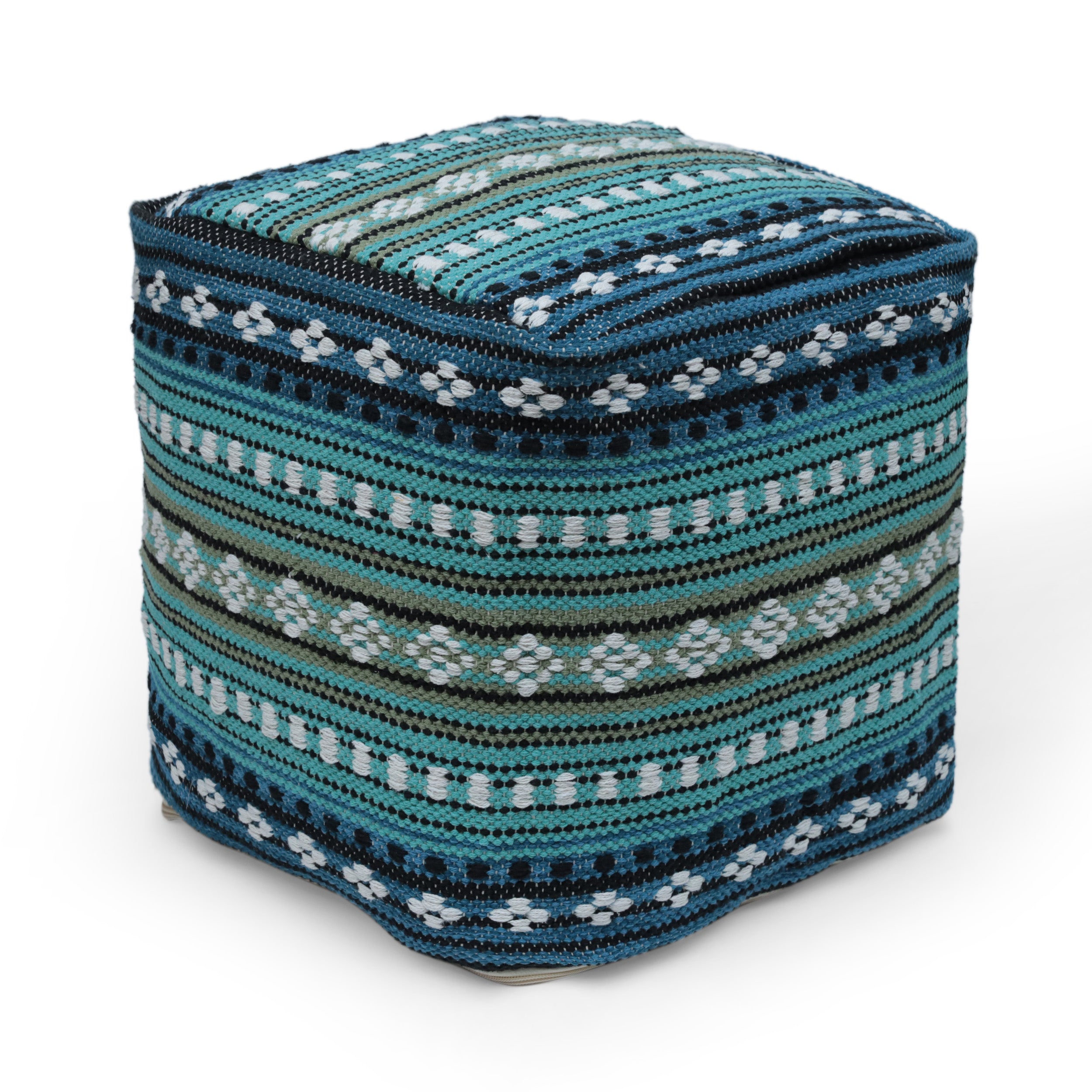 Hilliard Boho Handcrafted Peruvian Print Cube Pouf