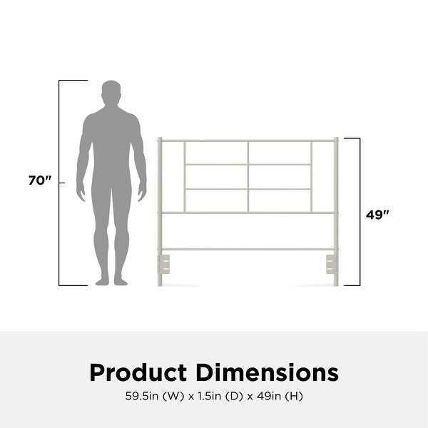 RealRooms Praxis Metal Headboard， Steel Construction， Mounting Hardware Included - - 37849859