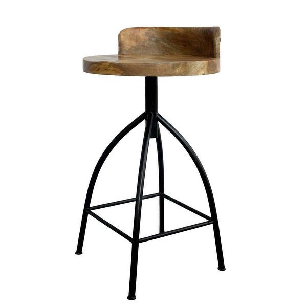 25-31 Inch Industrial Style Counter Height Stool with Adjustable Swivel Seat， Brown， Black