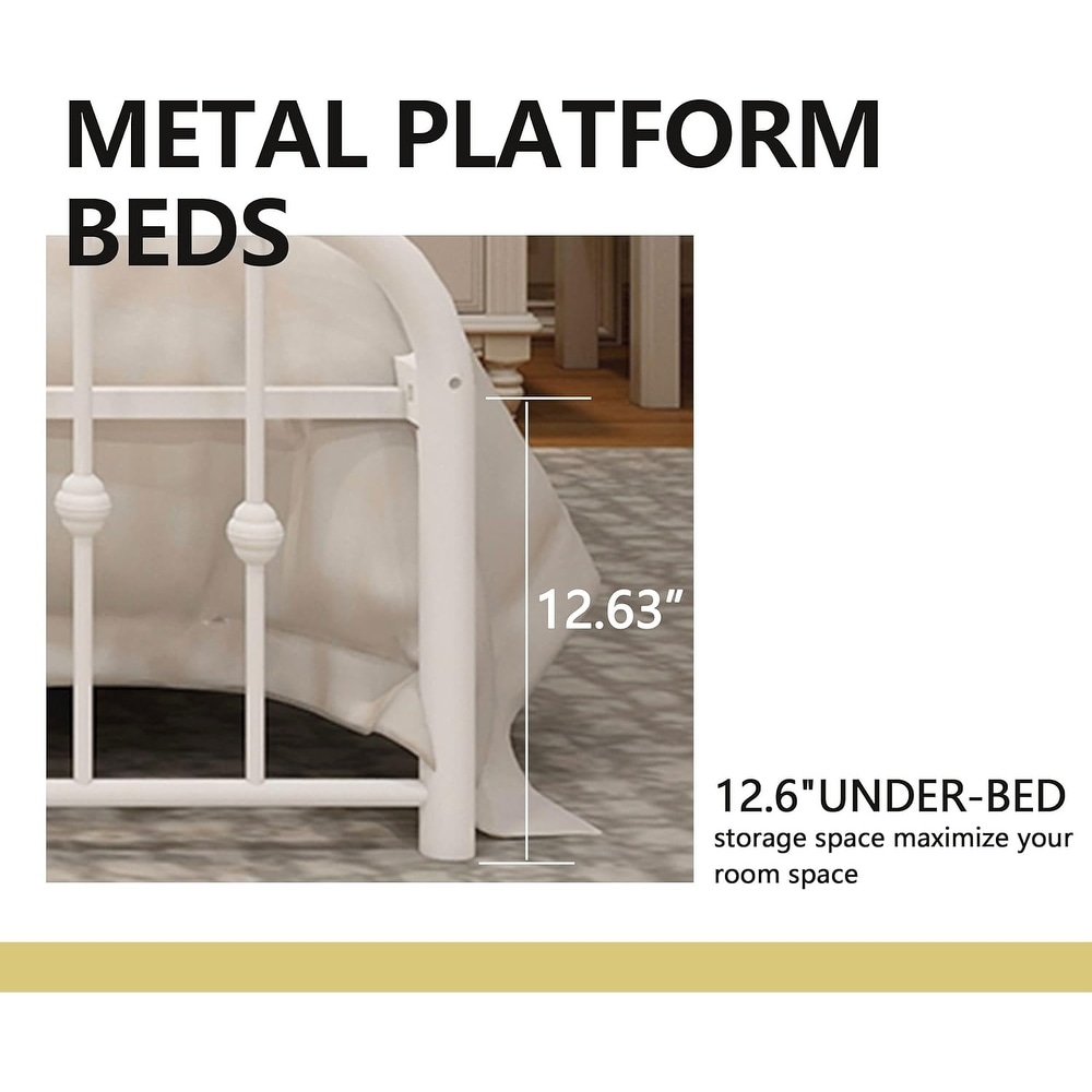 Goutwel Metal Platform Bed Frame with Vintage Headboard