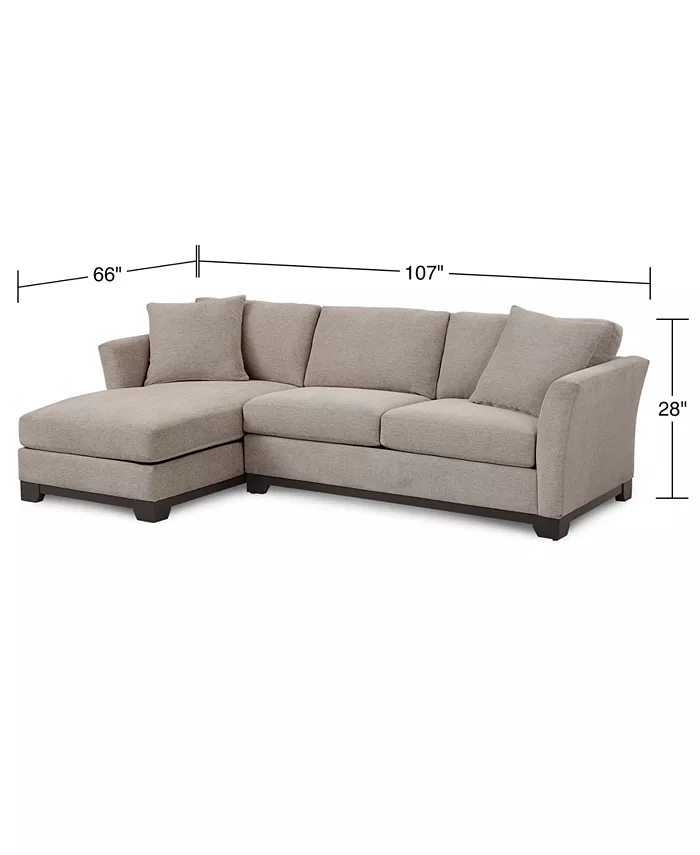 Furniture Elliot II 107 Fabric 2-Pc. Chaise Sleeper Sectional Sofa