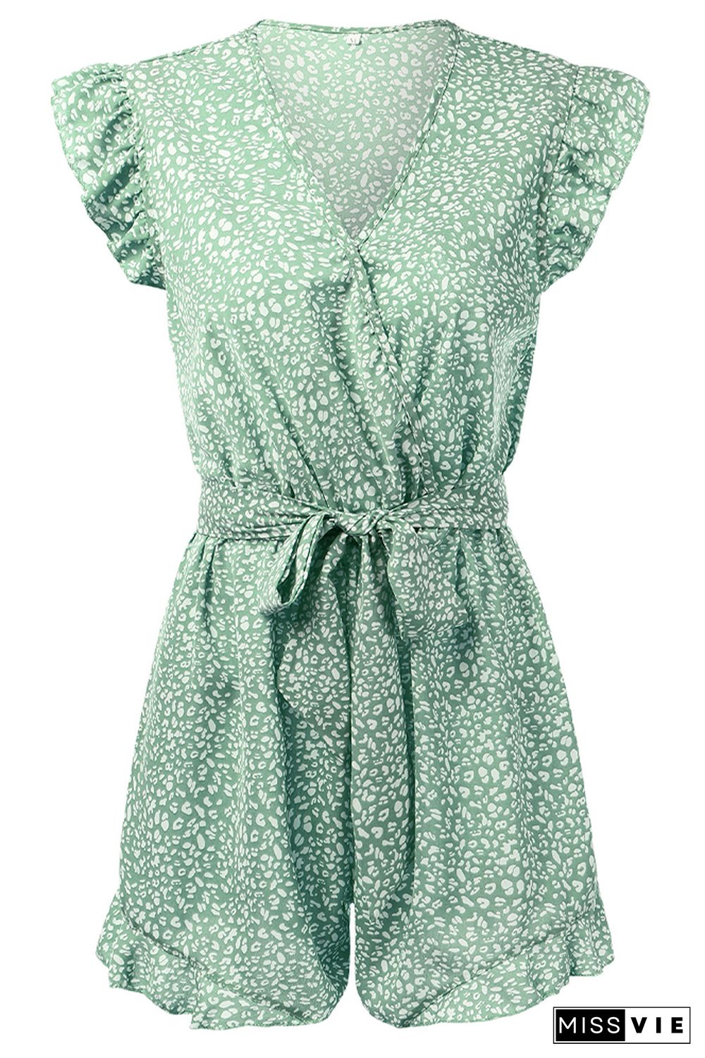 Polka Dot V-neck Ruffles Romper Wholesale