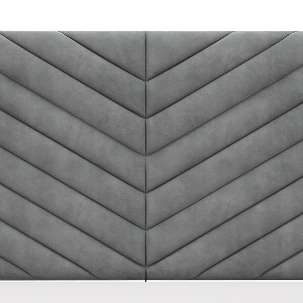 Crestwood Upholstered Chevron Pleated Queen Headboard， Gray - - 35386741