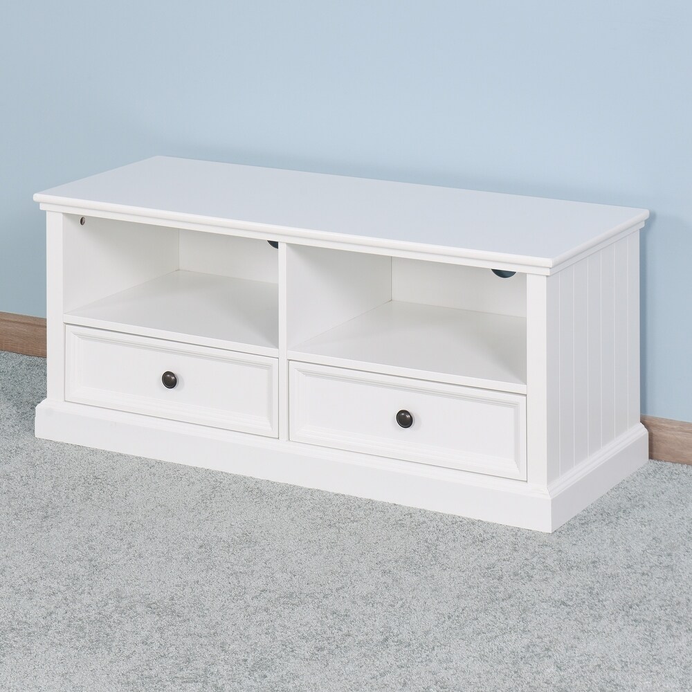 Living Room MDF White TV Cabinet with 2 Drawers