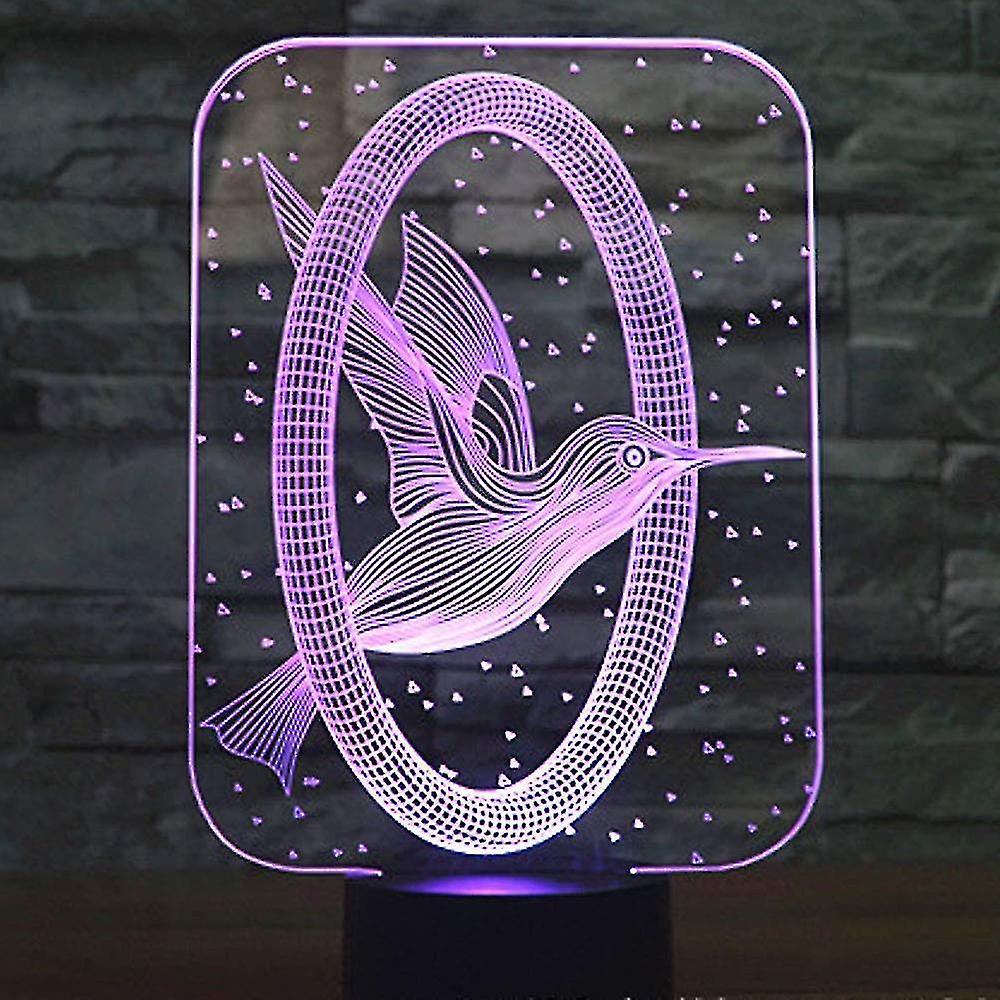 3d Creative Gifts Hummingbird Led Lamp Abstractive Optical Illusion Night Light 7 Color Change Touch