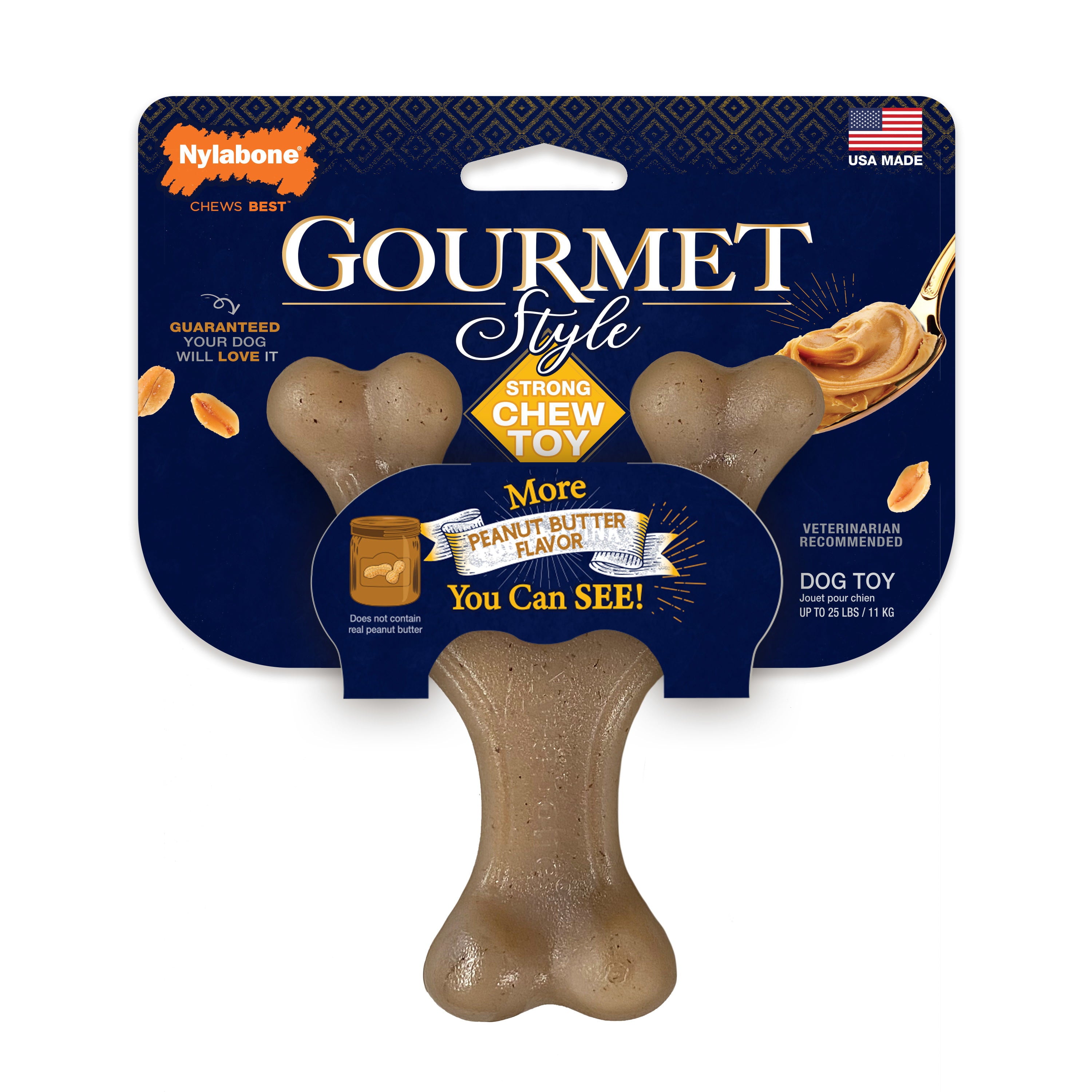 Nylabone Gourmet Style Dog Chew Toy Wishbone Peanut Butter Small/Regular (1 Count)