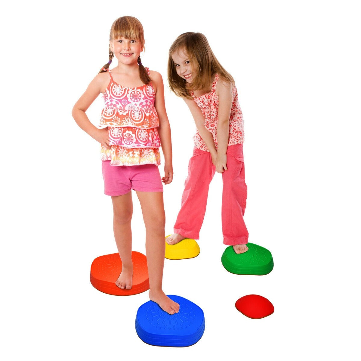 Kids Balance Stepping Stones, Set of 5 Silicone Non-Slip Stackable Wave Blocks