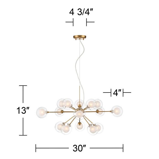 Wide Mid Century Modern Sputnik Glass Shade 15 light Fixture For Dining Room Kitchen Island