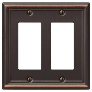 AMERELLE Ascher 2 Gang Rocker Steel Wall Plate - Aged Bronze 149RRDB