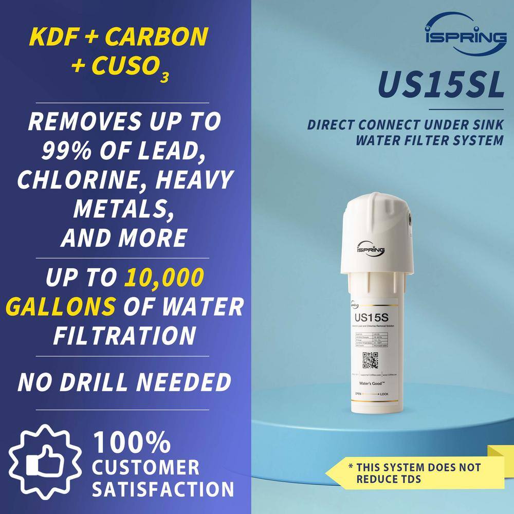 PureDrop UC15S Water Filter Under Sink 10K Gal. Capacity Chlorine Odor Bad Taste Heavy Metals and Sediment Fast Flow UC15S