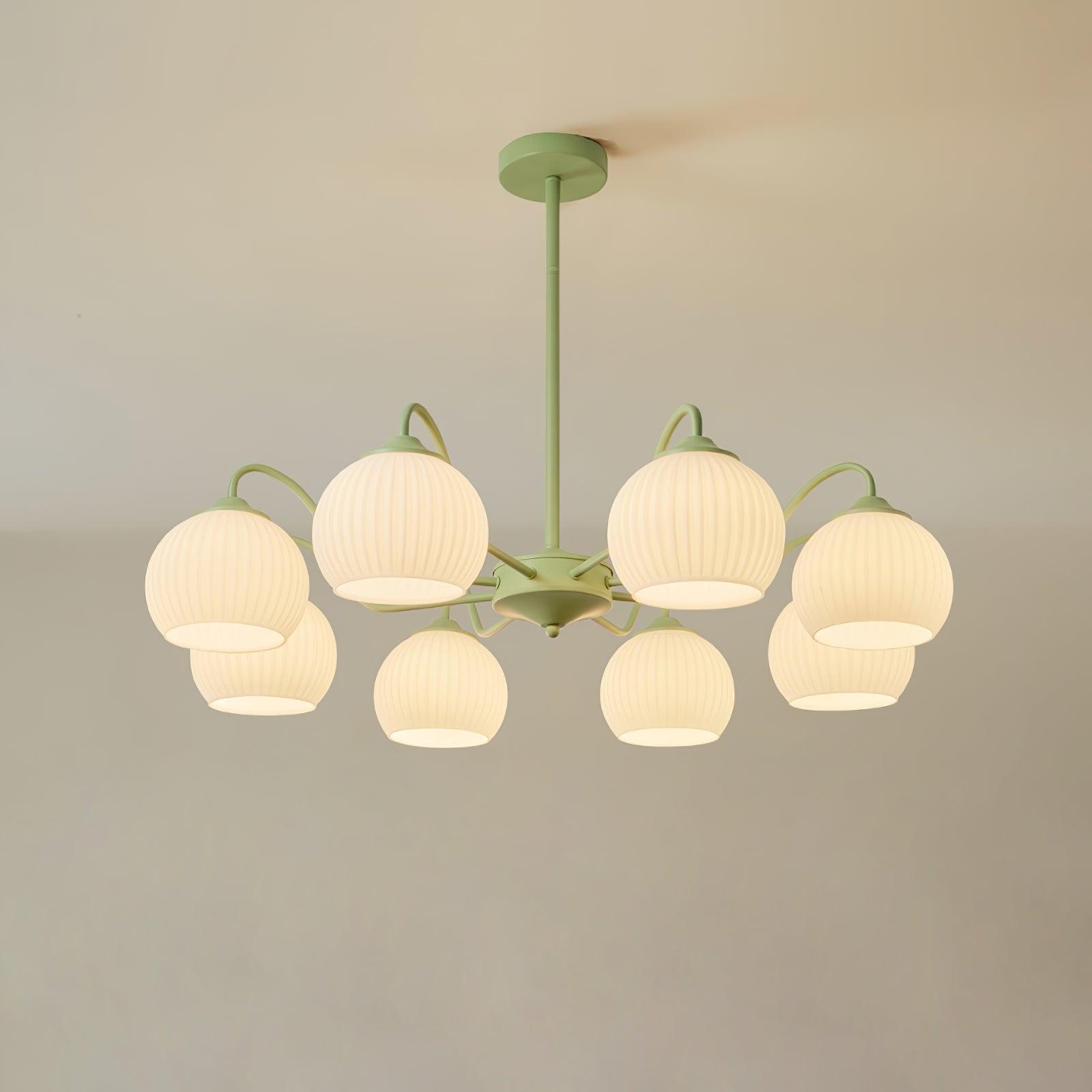 Ribbed Glass Matcha Chandelier