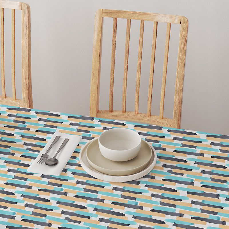 Square Tablecloth， 100% Polyester， 70x70， Geometric Brush Stroke Stripe