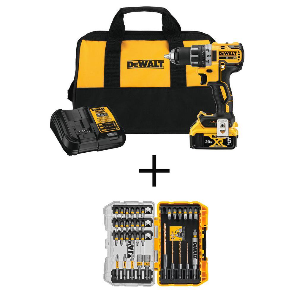 DW 20V MAX XR Cordless Brushless 12 in. DrillDriver Kit and MAXFIT Screwdriving Set (35 Piece) DCD791P1WMF35