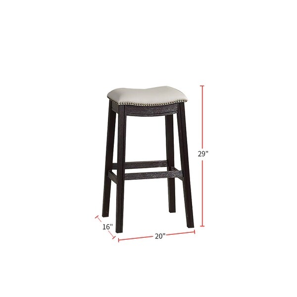 Grey PU Upholstery Bar Stool， Set of 2