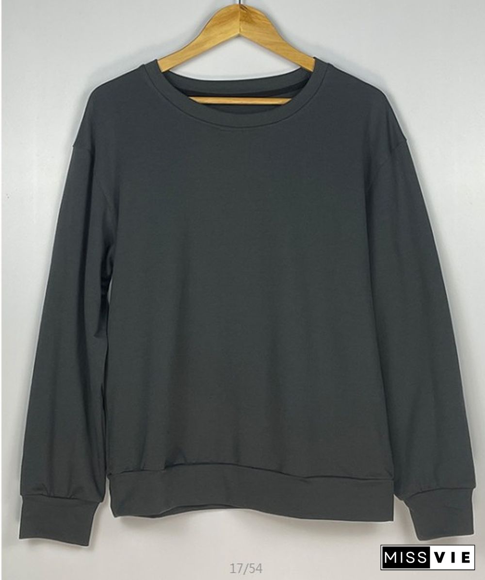 Essencial O-neck Long Sleeve Sweatshirts Women Wholesale