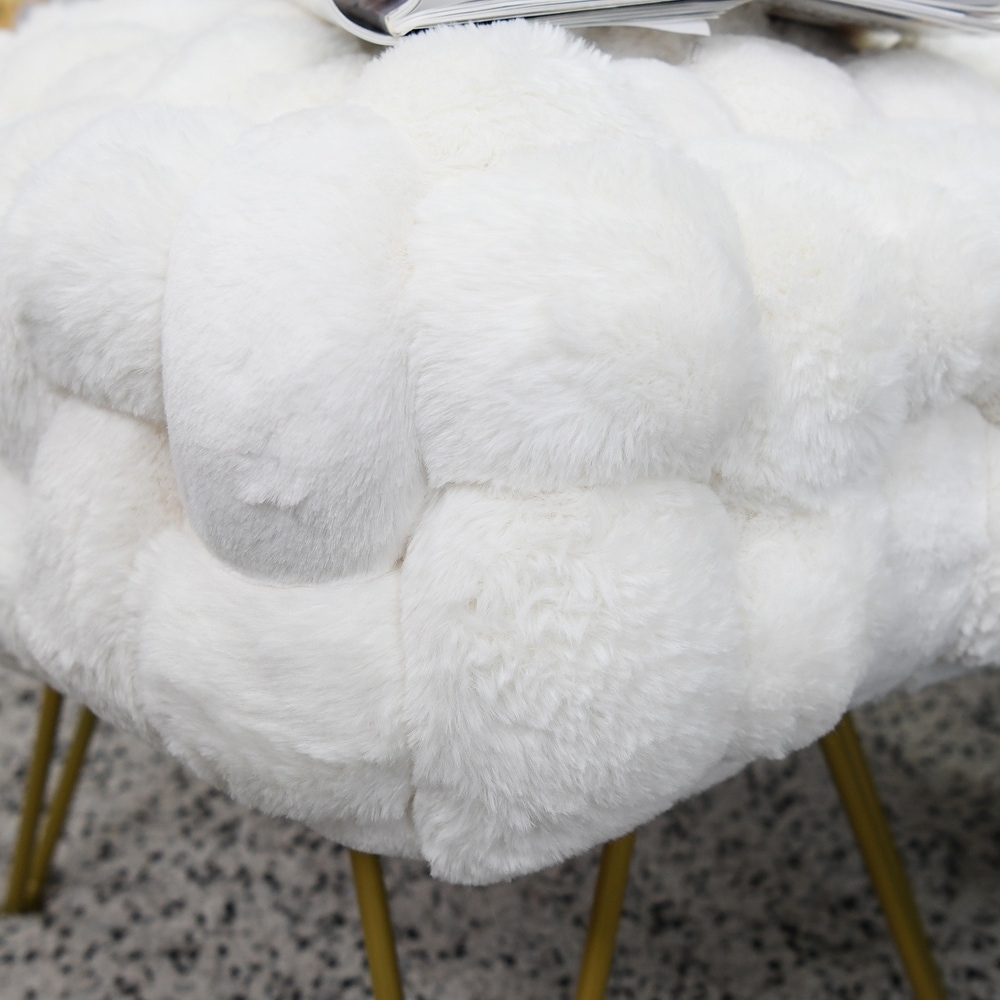 Soft Fauxfur Pouf Stool Ottoman Fuzzy Entryway Bench Seat 27\