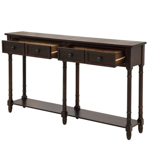 Console Table Sofa Table with 2 Drawers and Bottom Shelf Easy Assembly