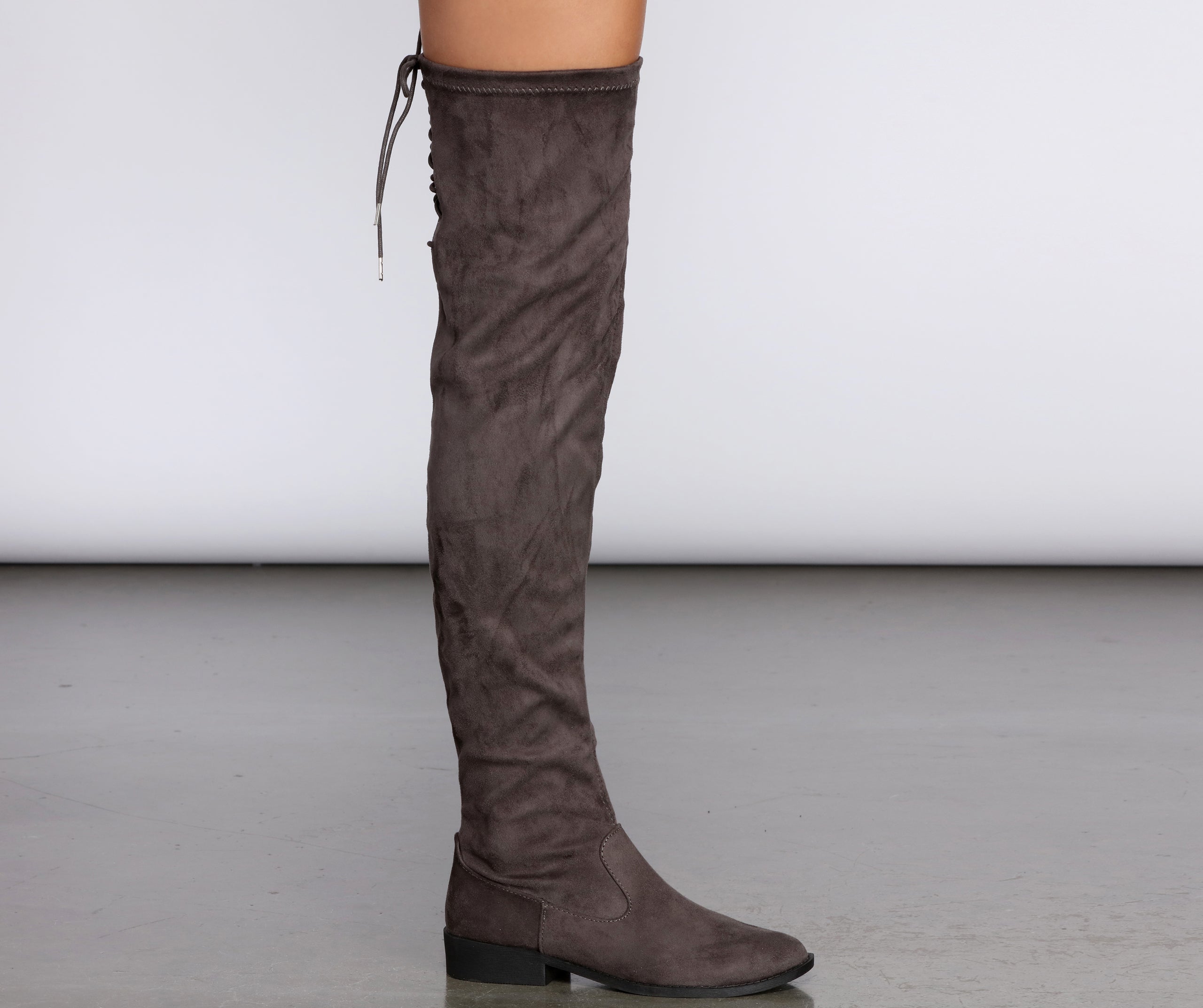 Over The Knee Flat Lace-Up Boots