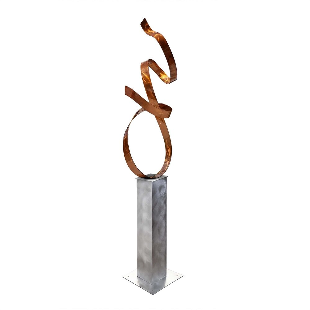 Statements2000 Large Modern Metal Sculpture Indoor Outdoor Garden Art Decor by Jon en   Copper ure with Silver Base