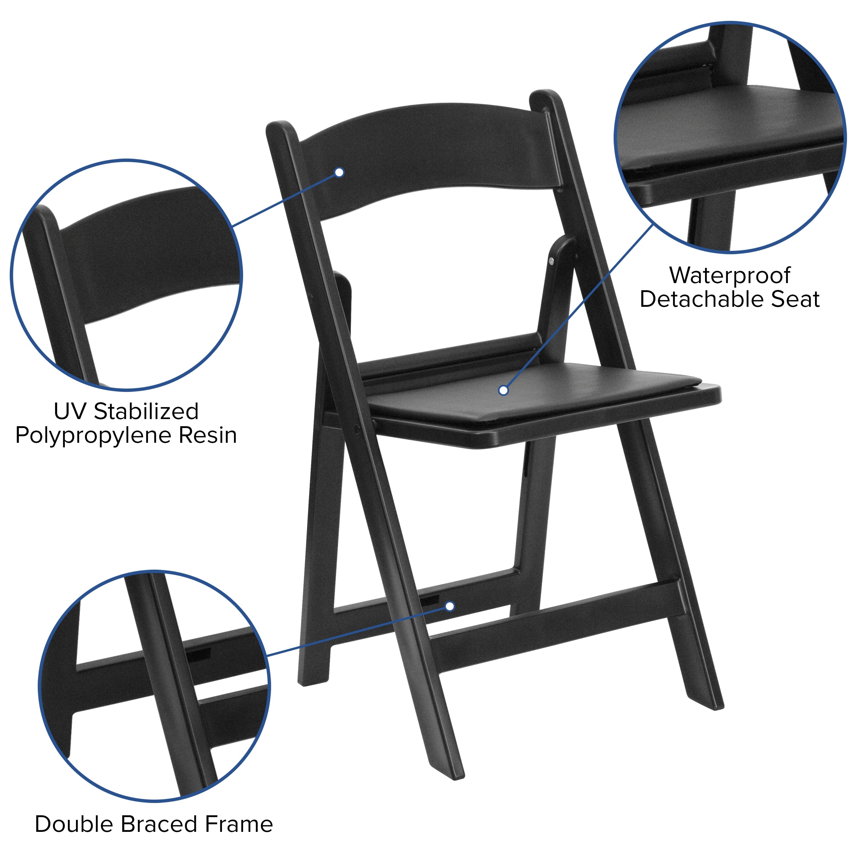 Flash Furniture Hercules™ Folding Chair - Black Resin – 1000LB Weight Capacity Comfortable Event Chair - Light Weight Folding Chair