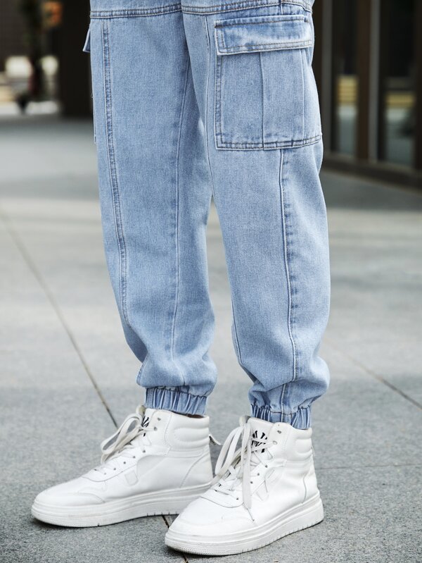 Sporsity Men Cotton Flap Pocket Side Jogger Jeans