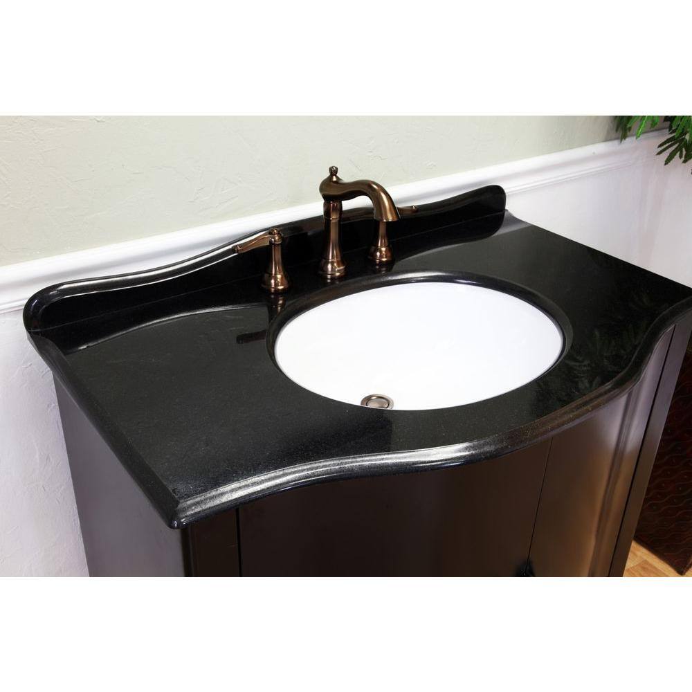 Bellaterra Home Pallazo 36-610 in. W x 36 in. H Vanity in Black with Granite Vanity Top in Black 203037-B