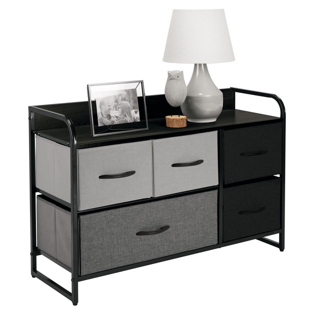 Mdesign Wide Dresser Chest 5 Removable Fabric Drawers Gray multi color black