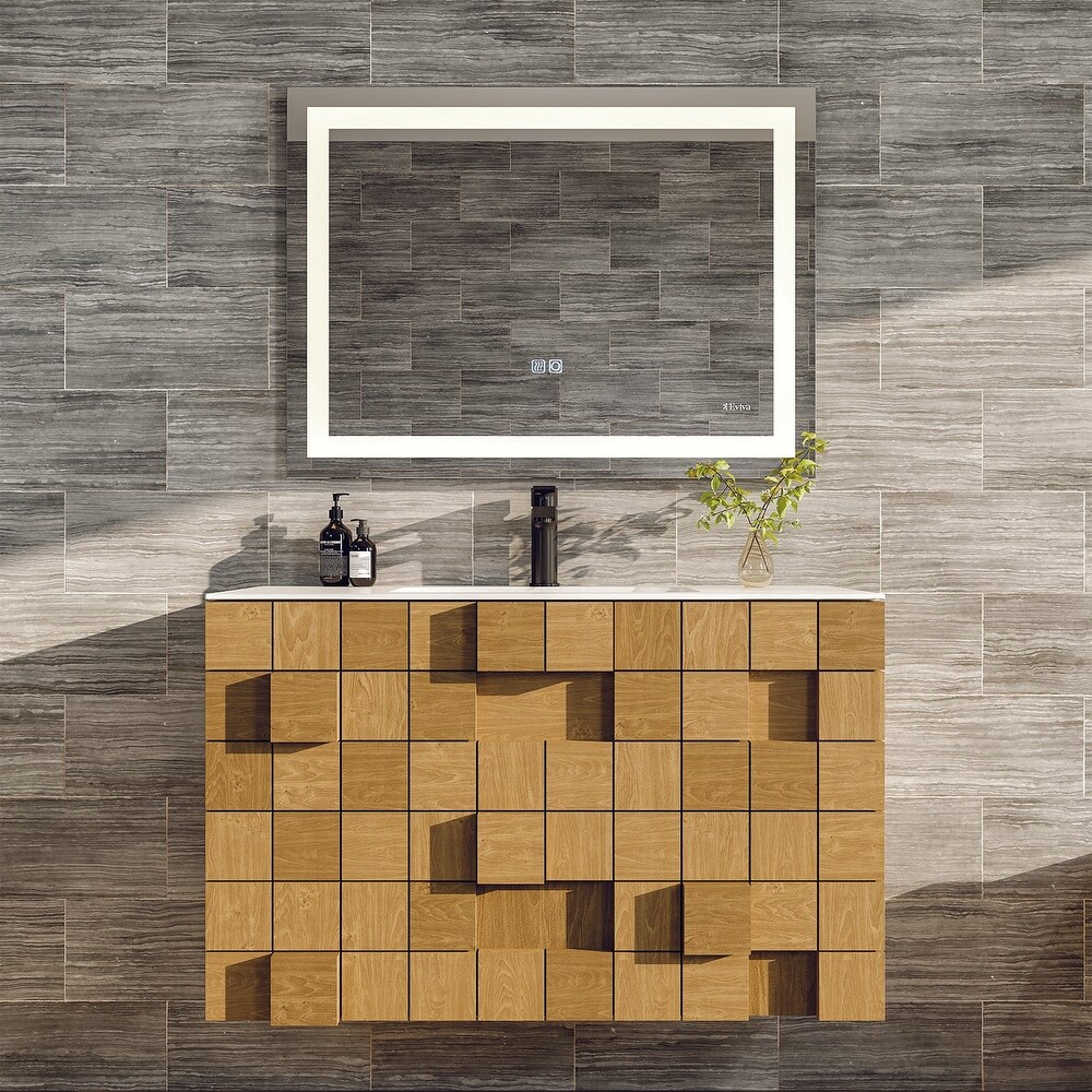 Eviva Mosaic 33 in. Wall Mounted Oak Vanity