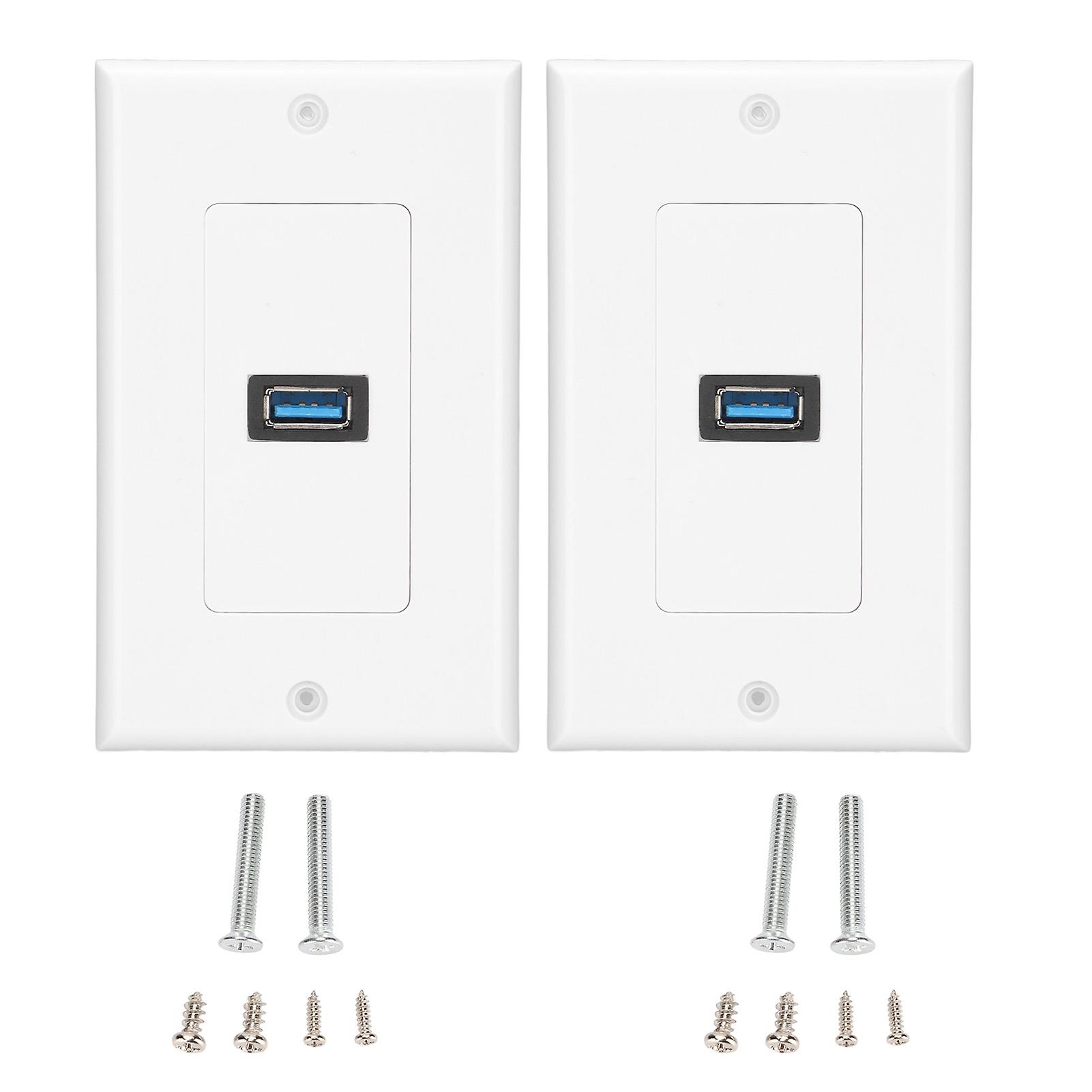 2pcs Usb 3.0 Wall Plate Fast Charging Double Port Usb3.0 Socket Panel For Home Office Hotel