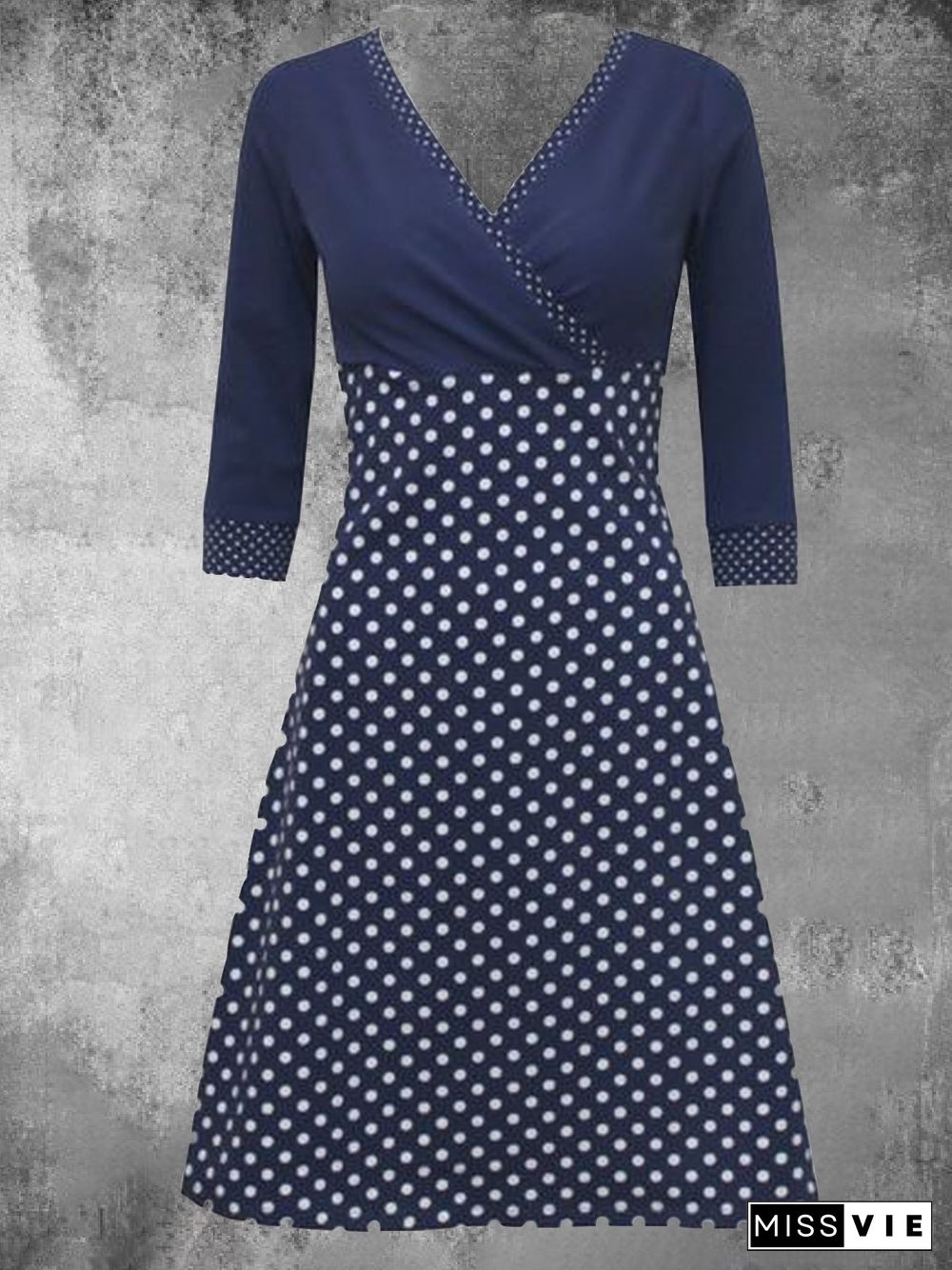 Polka Dots Long Sleeve Casual Knitting Dress