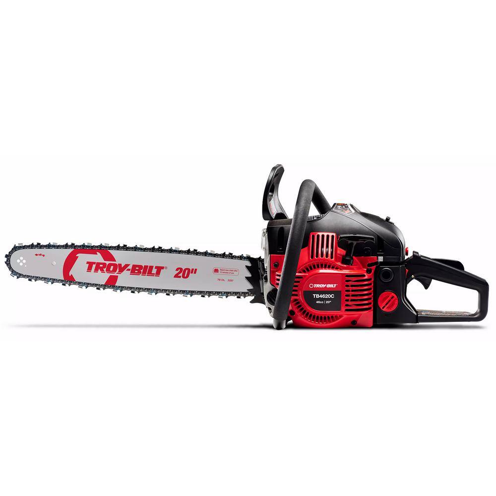 Troy-Bilt 20 in. 46 cc Gas 2-Cycle Chainsaw with Automatic Chain Oiler and Heavy-Duty Carry Case Included TB4620C