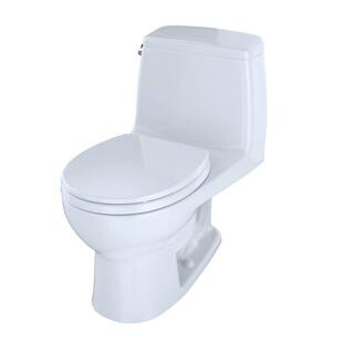 TOTO Eco UltraMax 1-Piece 1.28 GPF Single Flush Round Standard Height Toilet in Cotton White SoftClose Seat Included MS853113E#01