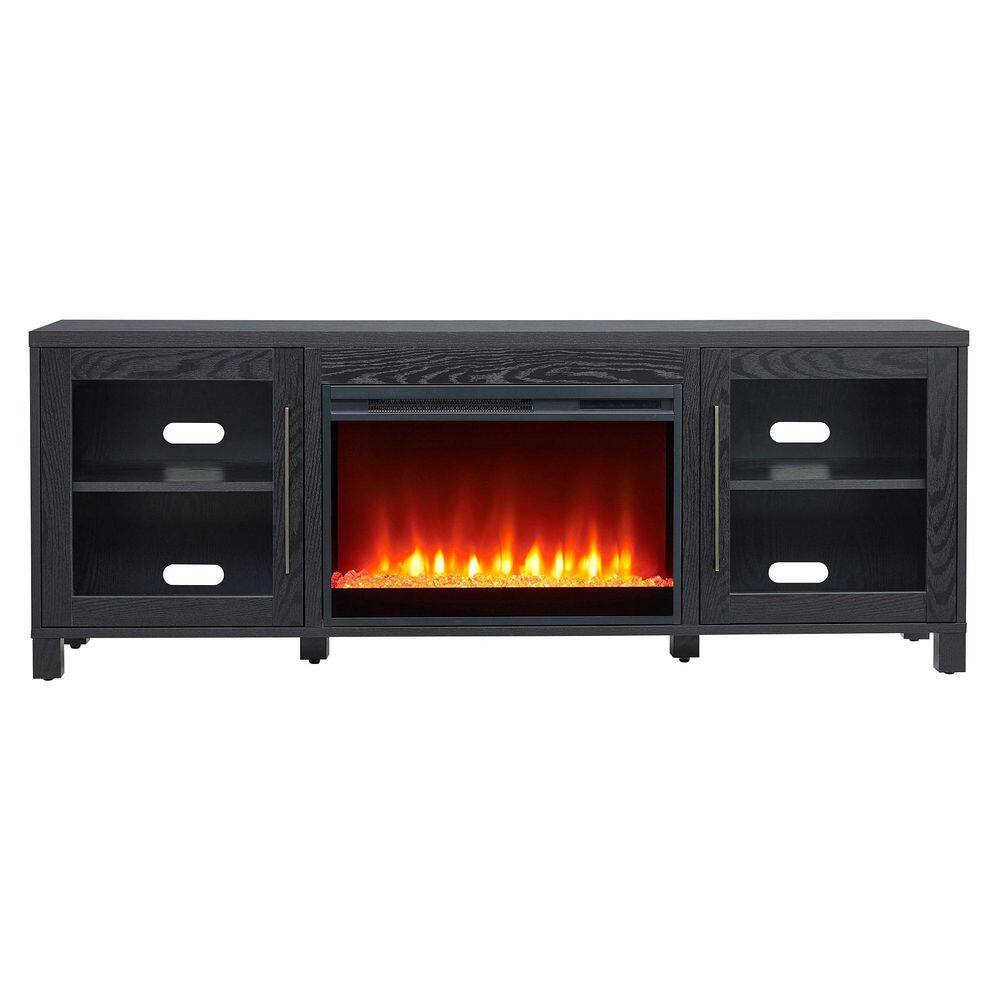 MeyerCross Quincy 68 in. Black Grain TV Stand with 26 in. Crystal Fireplace Fits TV's up to 75 in. TV1804