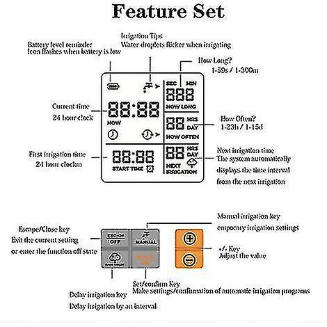 Automatic Watering Controller and Timer Automatic Watering Timer Big Screen Smart Irrigation - Black